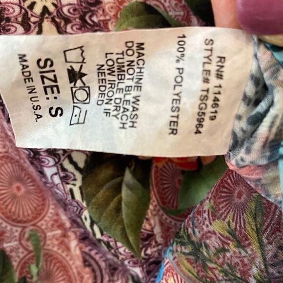 Sienna Rose Sz S Orange Floral Cottagecore  Boho Hippie Music Relaxed Blouse - Picture 12 of 12